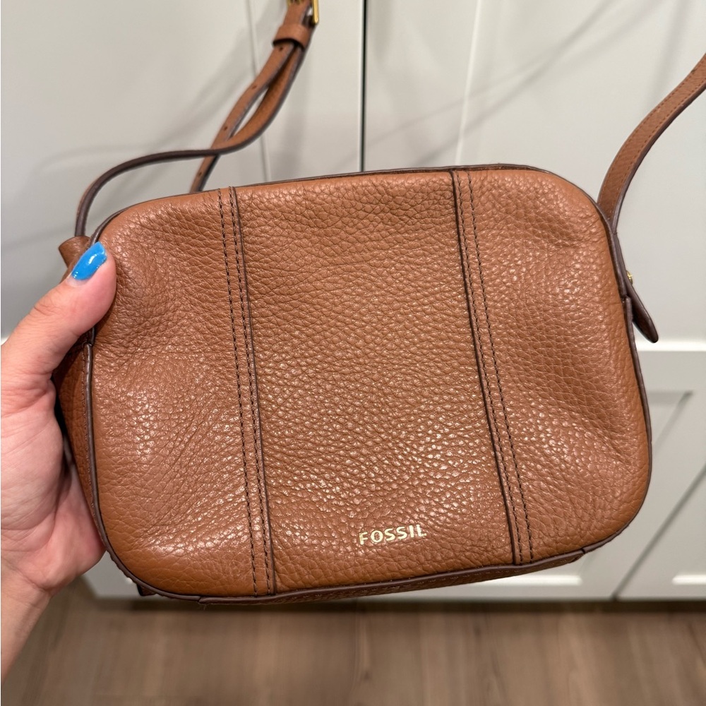 Fossil Tan Leather Crossbody Bag